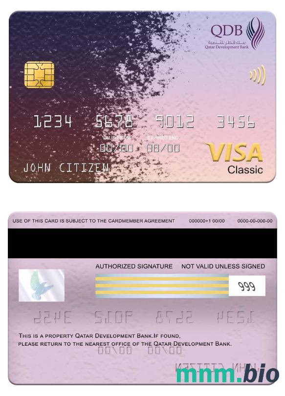 Qatar Development Bank visa klasyczny karta przykład w formacie PSD
